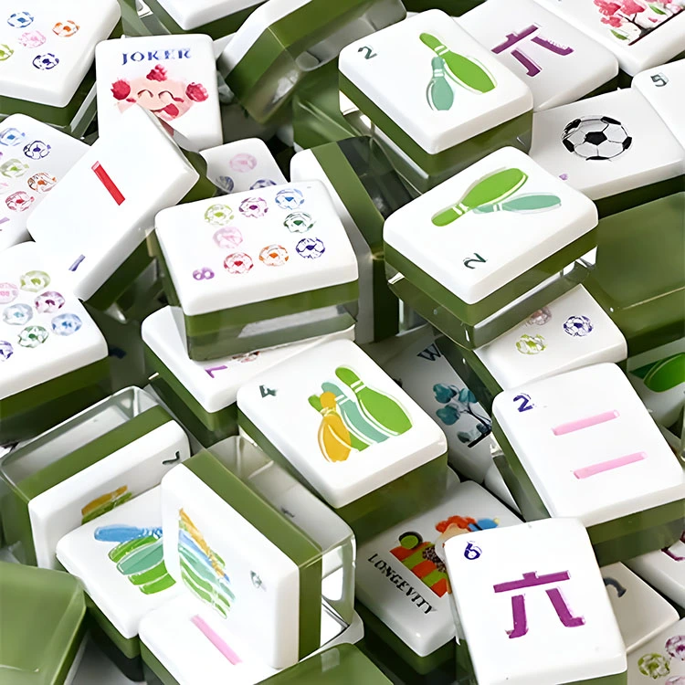 Azulejos de Mahjong em acrílico verde exército