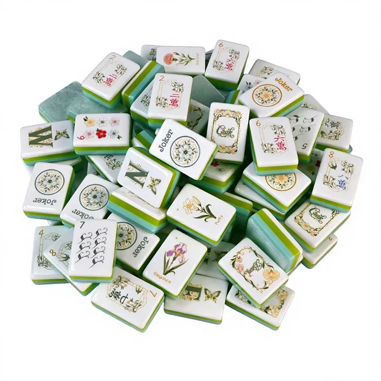 Azulejos de Mahjong acrílicos florais elegantes
