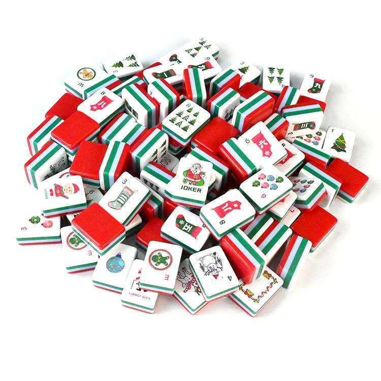 Azulejos festivos de Mahjong em acrílico de Natal