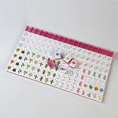 Pink Cartoon Emoji Mahjong Set
