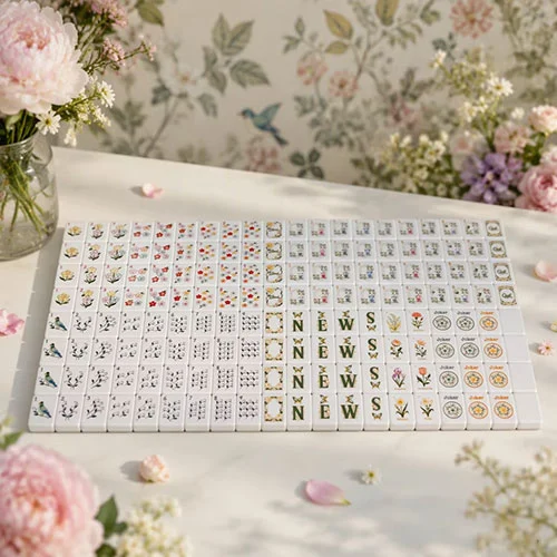 Elegant Floral Acrylic Mahjong Tiles