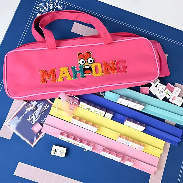 Conjunto de Emoji Mahjong de desenho animado rosa