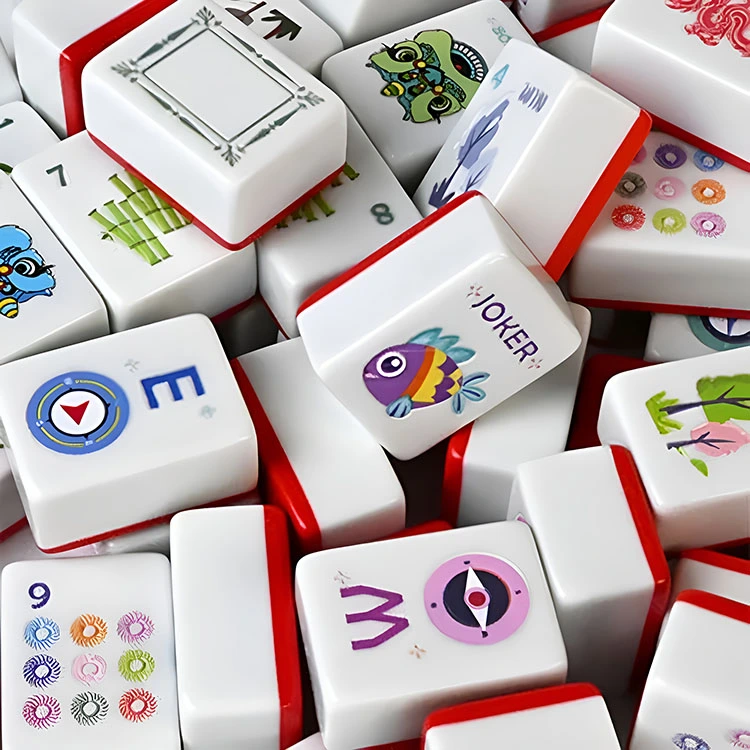 Azulejos de Mahjong de melamina vermelha vibrante